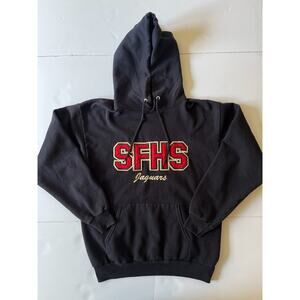 SFHS Jaguars Hoodie Sweatshirt Unisex M Black Red Patch Yellow Embroidery Fleece